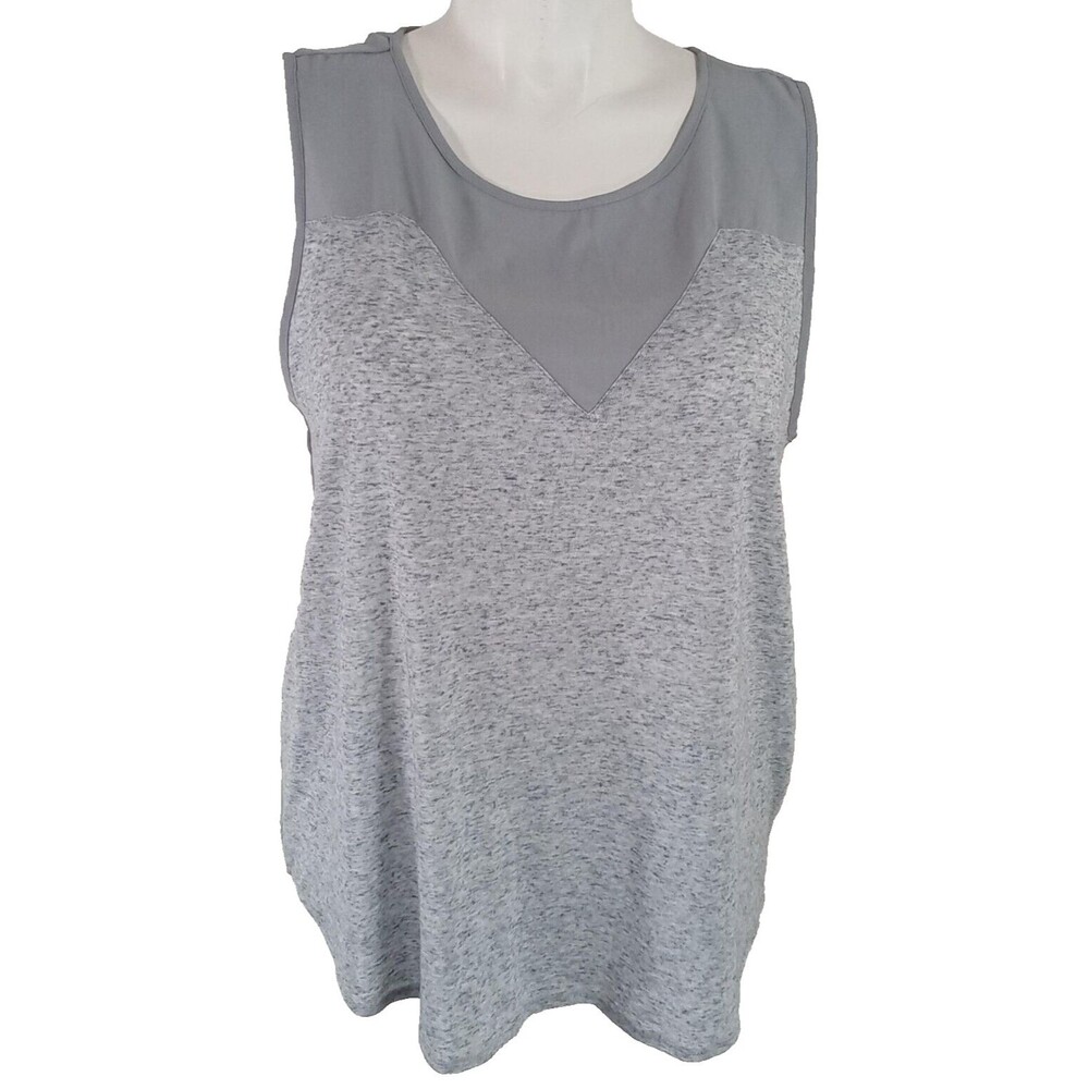 Harve Benard Top XL Sleeveless Lightweight Shirt‎ Mixed Media Hi Lo Keyhole NWT